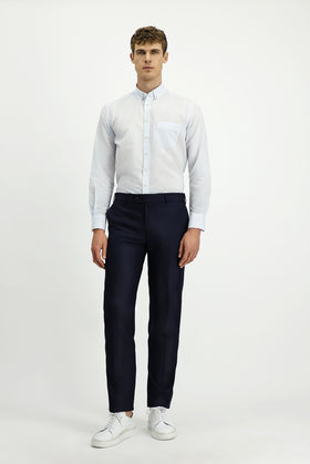 Dark Navy 7 Drop Slim Fit Classic Fabric Trousers