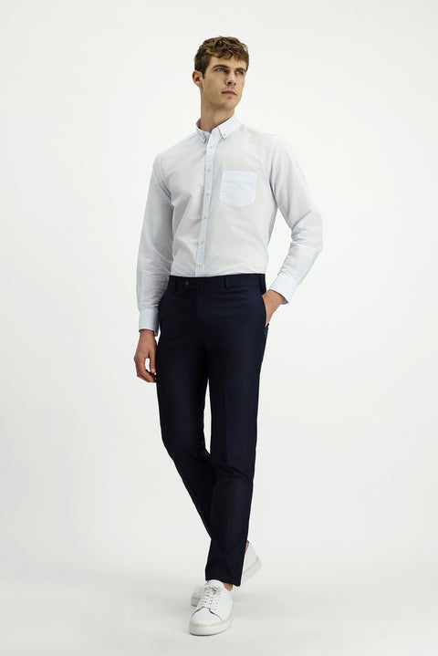 Dark Navy 7 Drop Slim Fit Classic Fabric Trousers
