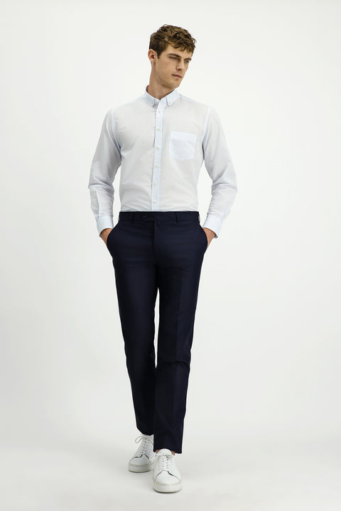 Dark Navy 7 Drop Slim Fit Classic Fabric Trousers