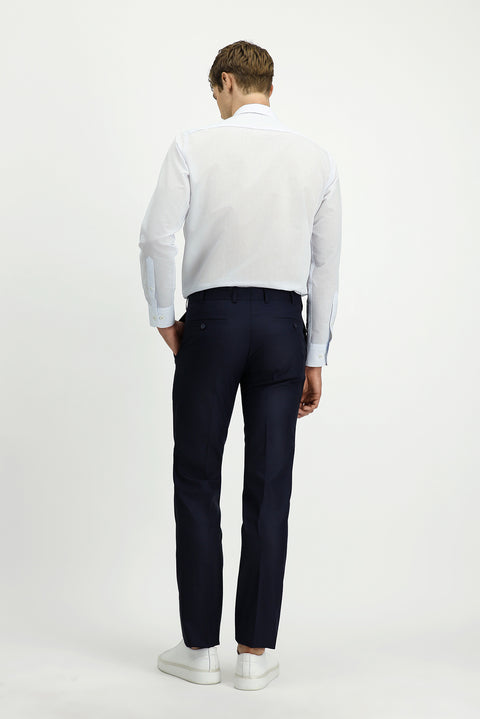 Dark Navy 7 Drop Slim Fit Classic Fabric Trousers