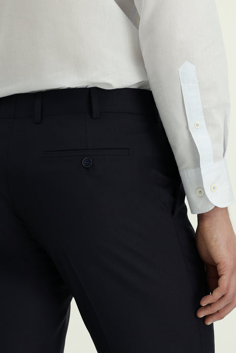 Dark Navy 4 Drop Relaxed Fit Classic Fabric Trousers
