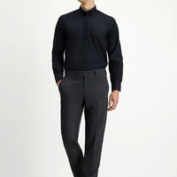 Dark Gray 4-Drop Relaxed Fit Lycra Classic Fabric Trousers