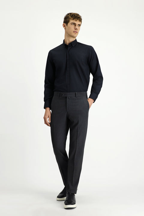 Dark Gray 4-Drop Relaxed Fit Lycra Classic Fabric Trousers