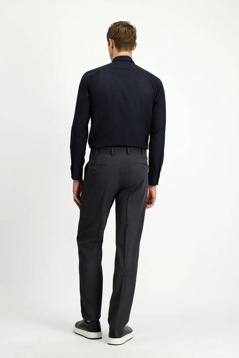 Dark Gray 7 Drop Slim Fit Narrow Cut Lycra Classic Fabric Trousers