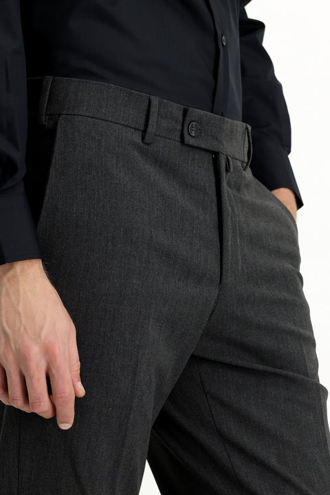 Dark Gray 4-Drop Relaxed Fit Lycra Classic Fabric Trousers