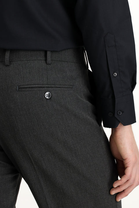 Dark Gray 7 Drop Slim Fit Narrow Cut Lycra Classic Fabric Trousers