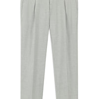 Light Grey 4 Drop Relaxed Fit Pleated Classic Fabric Trousers