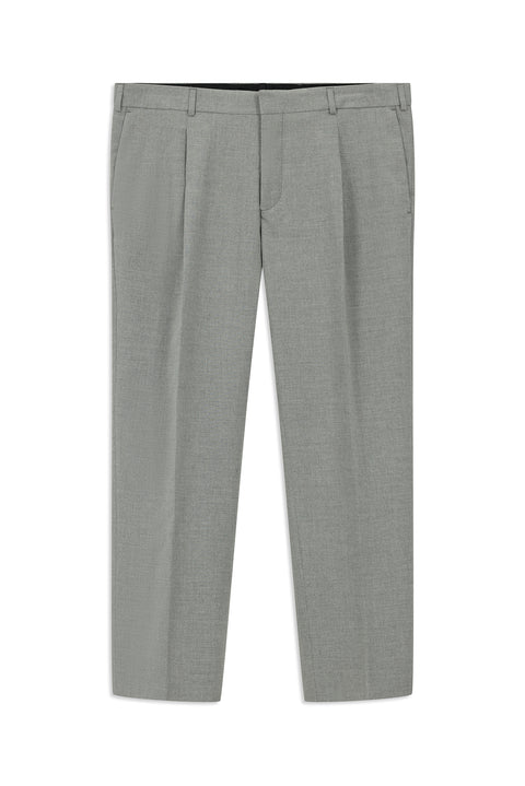 Medium Grey 4 Drop Relaxed Fit Pleated Classic Fabric Trousers