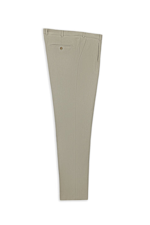 Light Mink 4 Drop Relaxed Fit Comfortable Cut Pleated Classic Fabric Trousers