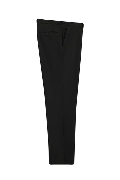 Black 4 Drop Relaxed Fit Classic Fabric Tuxedo Trousers