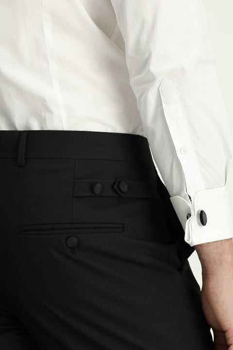 Black 7 Drop Slim Fit Classic Fabric Tuxedo Trousers