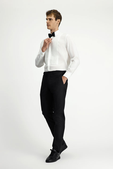 Siyah 6 Drop Regular Fit Standart Kesim Klasik Kumaş Smokin Pantolon