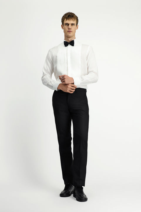 Siyah 6 Drop Regular Fit Standart Kesim Klasik Kumaş Smokin Pantolon
