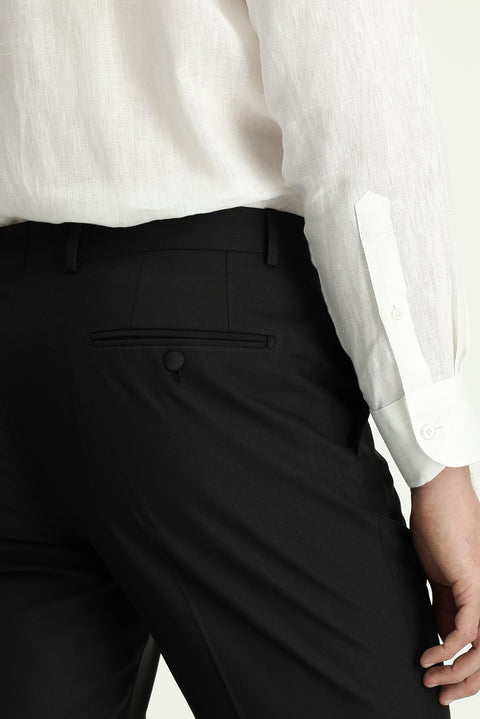 Siyah 6 Drop Regular Fit Standart Kesim Klasik Kumaş Smokin Pantolon