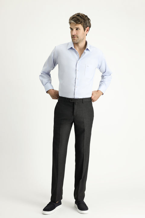 Dark Gray 4-Drop Relaxed Fit Classic Fabric Wool Trousers