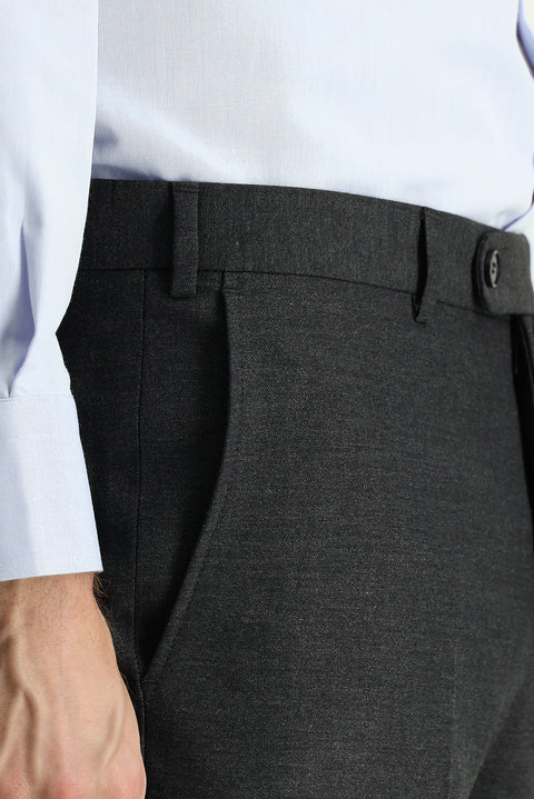 Dark Gray 6 Drop Regular Fit Standard Cut Classic Fabric Wool Trousers