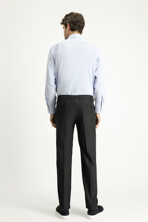Dark Gray 7 Drop Slim Fit Narrow Cut Classic Wool Fabric Trousers