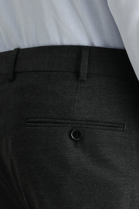 Dark Gray 6 Drop Regular Fit Standard Cut Classic Fabric Wool Trousers