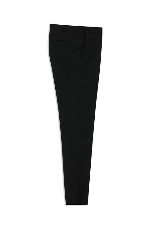 Black 4-Drop Relaxed Fit Casual Cut Classic Wool Fabric Trousers