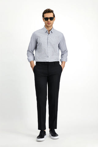  Siyah 6 Drop Regular Fit Standart Kesim Yünlü Klasik Kumaş Pantolon