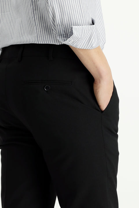 Black 4-Drop Relaxed Fit Casual Cut Classic Wool Fabric Trousers
