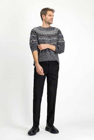  Siyah 4 Drop Relaxed Fit Rahat Kesim Yünlü Klasik Kumaş Pantolon