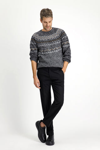  Siyah 4 Drop Relaxed Fit Rahat Kesim Yünlü Klasik Kumaş Pantolon