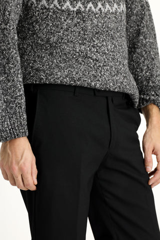  Siyah 4 Drop Relaxed Fit Rahat Kesim Yünlü Klasik Kumaş Pantolon