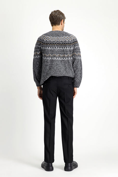 Black 7 Drop Slim Fit Narrow Cut Classic Wool Fabric Trousers