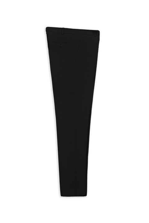 Black 6 Drop Regular Fit Standard Cut Classic Fabric Wool Trousers