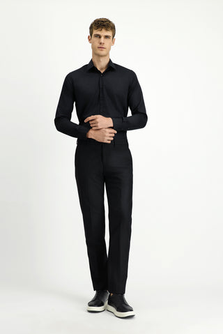  Siyah 7 Drop Slim Fit Dar Kesim Yünlü Klasik Kumaş Pantolon