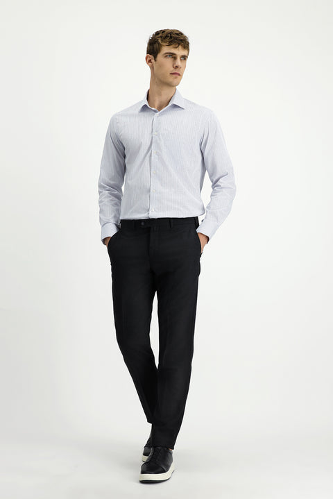 Dark Gray 4-Drop Relaxed Fit Classic Fabric Wool Trousers