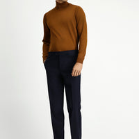 Dark Navy 4 Drop Relaxed Fit Classic Fabric Wool Trousers