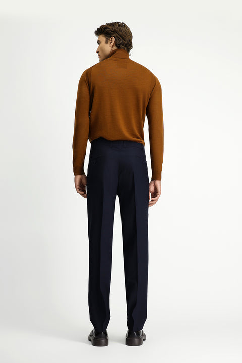 Dark Navy 6 Drop Regular Fit Standard Cut Classic Wool Fabric Trousers