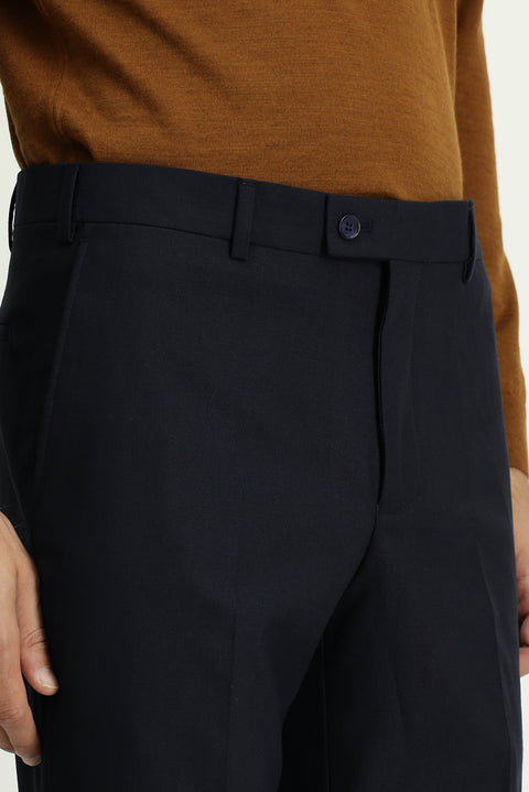 Dark Navy 6 Drop Regular Fit Standard Cut Classic Wool Fabric Trousers