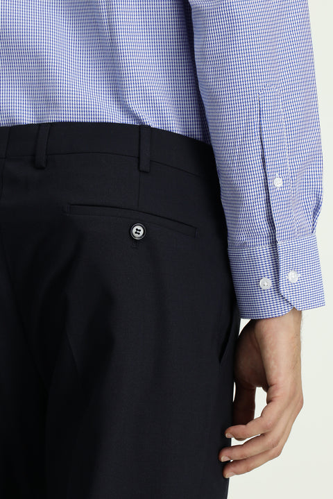 Dark Navy 6 Drop Regular Fit Standard Cut Classic Wool Fabric Trousers
