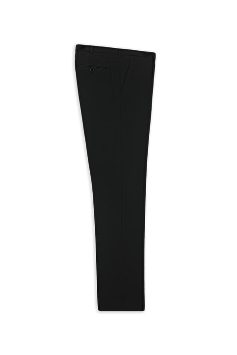 Black 6 Drop Regular Fit Standard Cut Classic Fabric Wool Trousers