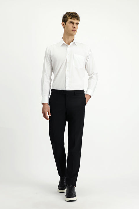 Siyah 4 Drop Relaxed Fit Rahat Kesim Yünlü Klasik Kumaş Pantolon