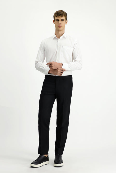 Siyah 4 Drop Relaxed Fit Rahat Kesim Yünlü Klasik Kumaş Pantolon