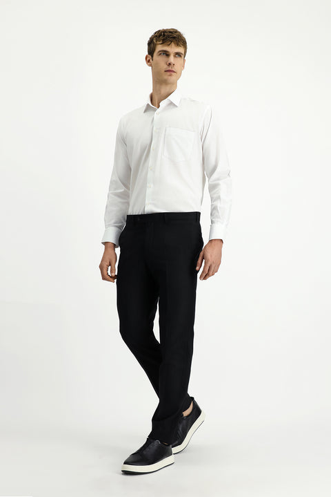 Black 6 Drop Regular Fit Standard Cut Classic Fabric Wool Trousers
