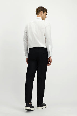 Siyah 4 Drop Relaxed Fit Rahat Kesim Yünlü Klasik Kumaş Pantolon