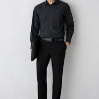 Black 6 Drop Regular Fit Standard Cut Classic Fabric Wool Trousers