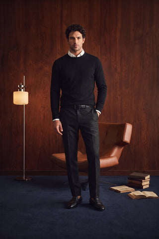  Koyu Füme 7 Drop Slim Fit Dar Kesim Yünlü Klasik Kumaş Pantolon