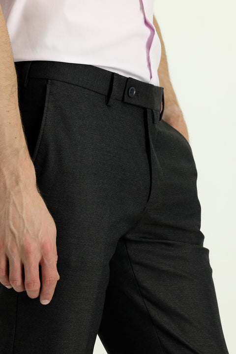 Dark Gray 6 Drop Regular Fit Standard Cut Classic Fabric Wool Trousers