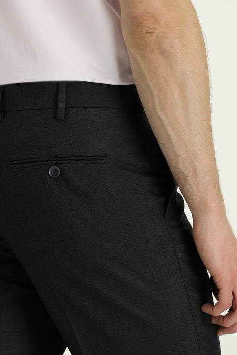 Dark Gray 4-Drop Relaxed Fit Classic Fabric Wool Trousers