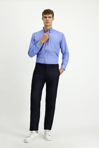  Koyu Lacivert 6 Drop Regular Fit Standart Kesim Yünlü Klasik Kumaş Pantolon
