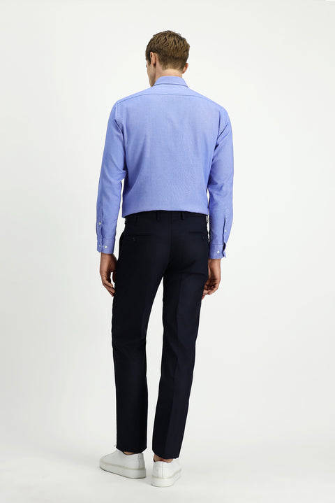 Dark Navy 4 Drop Relaxed Fit Classic Fabric Wool Trousers