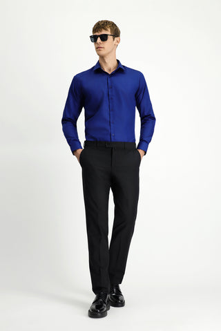  Siyah 4 Drop Relaxed Fit Rahat Kesim Yünlü Klasik Kumaş Pantolon