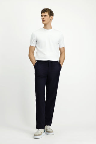  Koyu Lacivert Techno-Line 4 Drop Relaxed Fit Rahat Kesim Beli Lastikli İpli Likralı Klasik Kumaş Pantolon