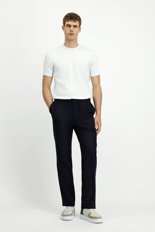  Koyu Lacivert Techno-Line 4 Drop Relaxed Fit Rahat Kesim Beli Lastikli İpli Likralı Klasik Kumaş Pantolon